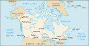 Canada map, from the CIA World Factbook... click for public domain maps of Canada