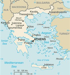 Greece map, from the CIA World Factbook