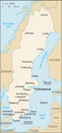 Sweden map, from the CIA World Factbook