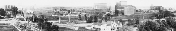 fragment from a panorama of Southeast Minneapolis in about 1901... click to see Minneapolis photos at the Library of Congress