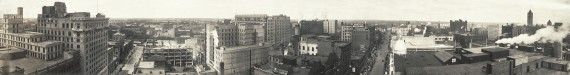Minneapolis skyline from Nicollet and 7th Ave. on August 23, 1911... Daytons is the building on the left... click to see Minneapolis photos at the Library of Congress