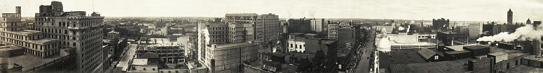 Minneapolis skyline from Nicollet and 7th Ave. on August 23, 1911... Daytons is the building on the left... click to see Minneapolis photos at the Library of Congress