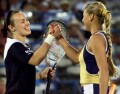 Anna and Martina Hingis after winning the doubles final
