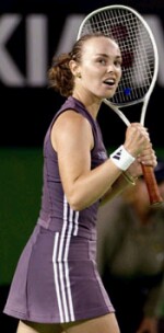 Martina Hingis after defeating Adriana Serra Zanetti on 1/22/2002