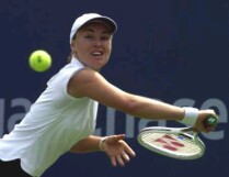 Martina Hingis defeating Laura Granville 6-2, 6-0 in the first round on 8/27/2001, click for Hingis news photo search