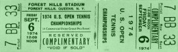 click to find tickets at Stub Hub-- Billie Jean King defeated Evonne Goolagong 3-6, 6-3, 7-5 in the 1974 US Open final... 1974 was the last year the US Open was played on grass, in 1975 green clay courts were installed at Forest Hills, and used until the tourney was moved to Flushing Meadows in 1978